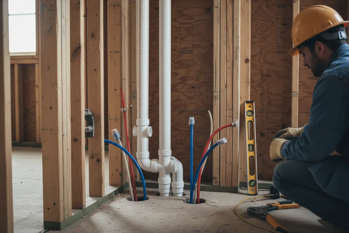 Drain and supply rough-in during Sump Pump Repair in Breeden